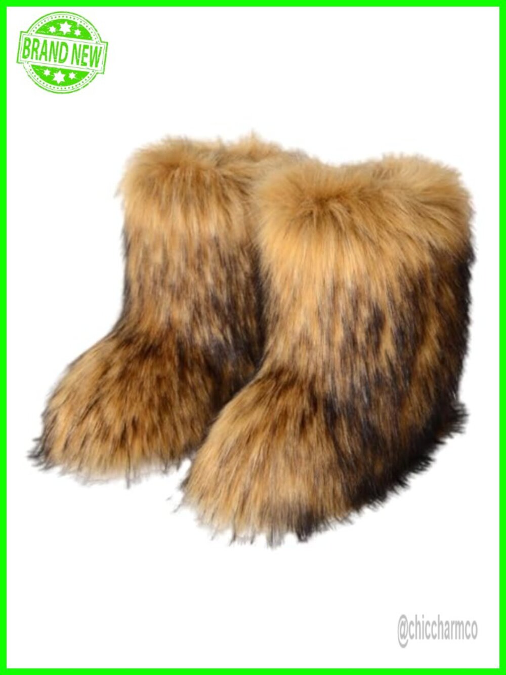 Faux Fur Fuzzy Furry Round Toe Suede Winter Snow Boots Warm Plush Ankle Booties